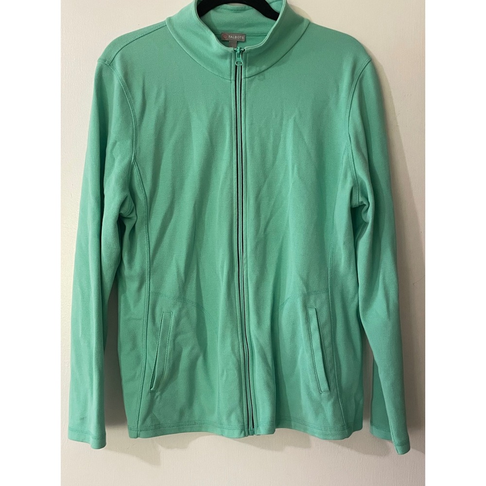 Talbots T by Talbots Women's Mint Green Full Zip Mock Neck Active Jacket Size L‎